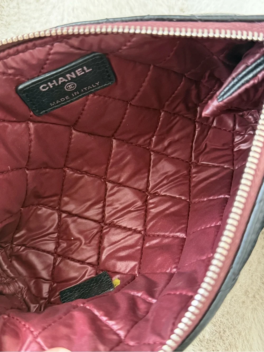 Chanel Quilted Caviar O Case Pouch Black